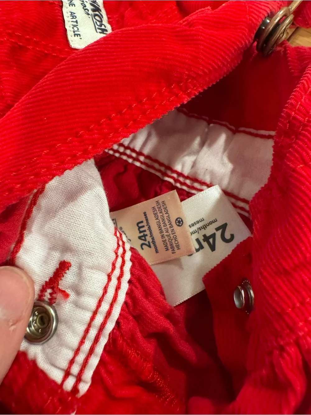 OshKosh B'gosh Red Corduroy Girls Overall Dress